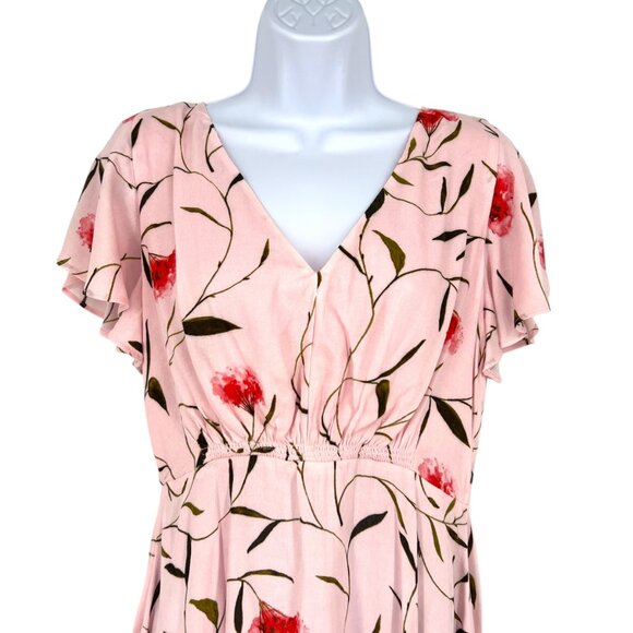 Banana Republic Pink Floral Short-Sleeve V-Neck Dress Size 6 NWT - Picture 2 of 10